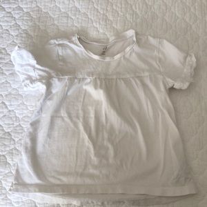 White ruffle sleeve tee